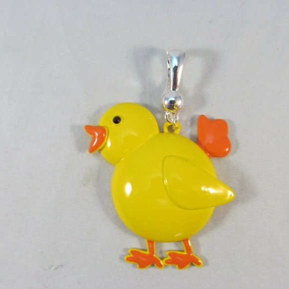 Yellow Enamel Duck Pendant Purse Chain Jewelry with Magnetic Closure Signed RMN - Picture 6 of 12